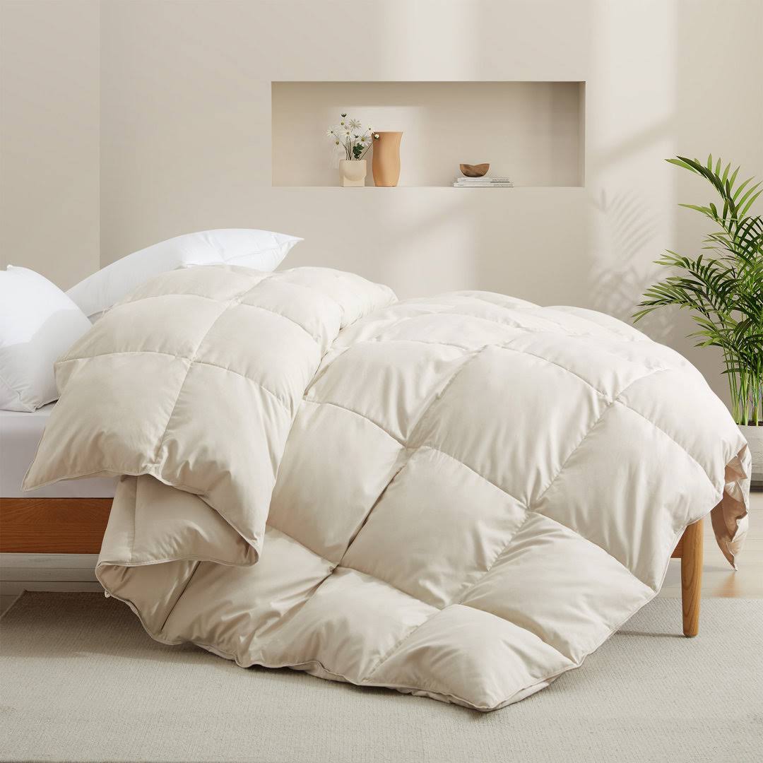 600 Fill Power All Season Down Comforter Duvet Insert Color: Cream, Size: Twin