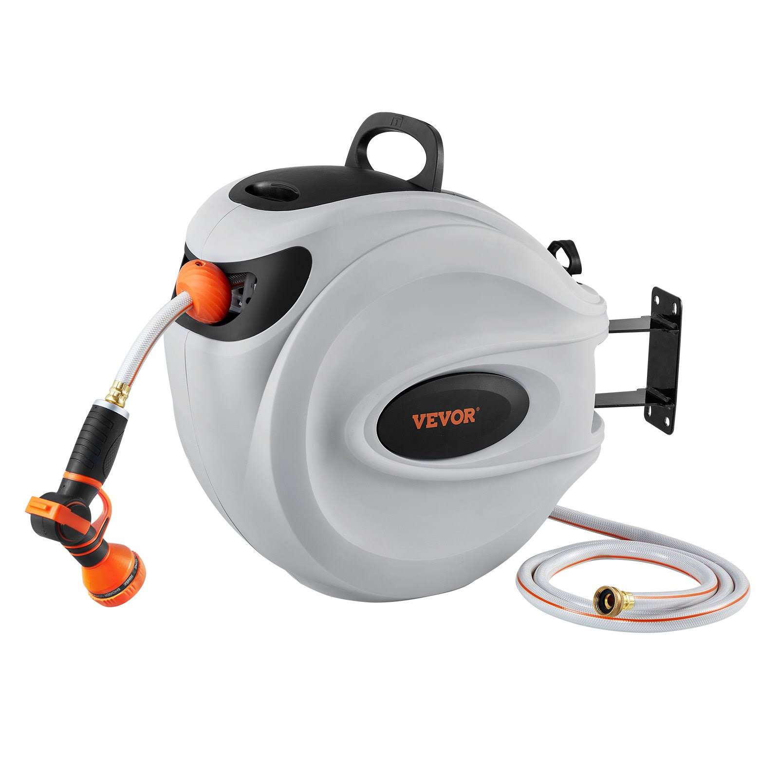 740f6728acb4fdbe1d259604748ced915b307d477aadf3e2fa99a5d214085a67.jpg VEVOR Retractable Hose Reel Water Hose Reel 115'x1/2" 180 Swivel Wall-Mounted - Image 1