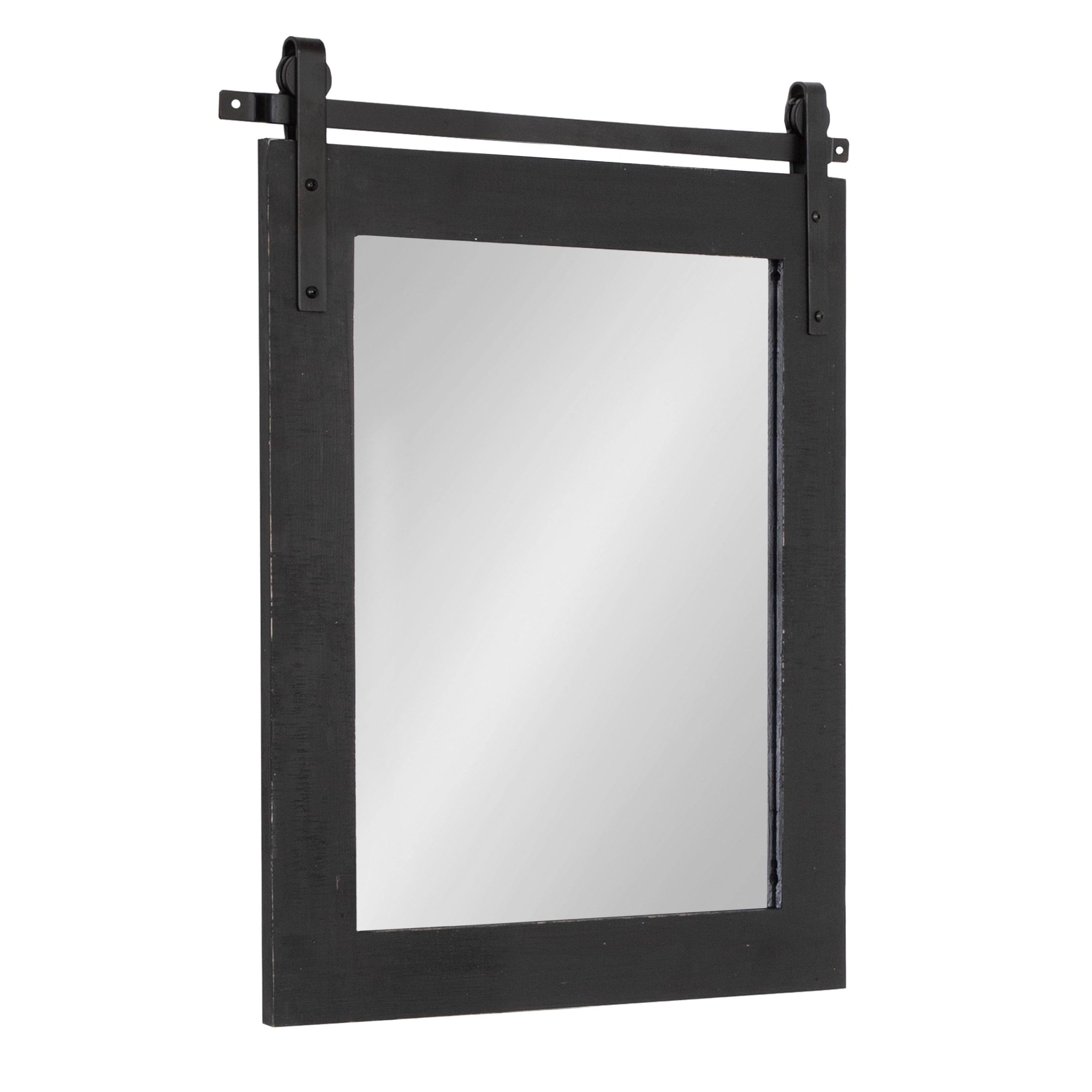 7416ece7f3598fb7a818ec2537ee601c77f8fbe86a396025d51511541d92d32b.jpg Kate and Laurel Cates Rustic Wall Mirror (Black - 22x30) - Image 1