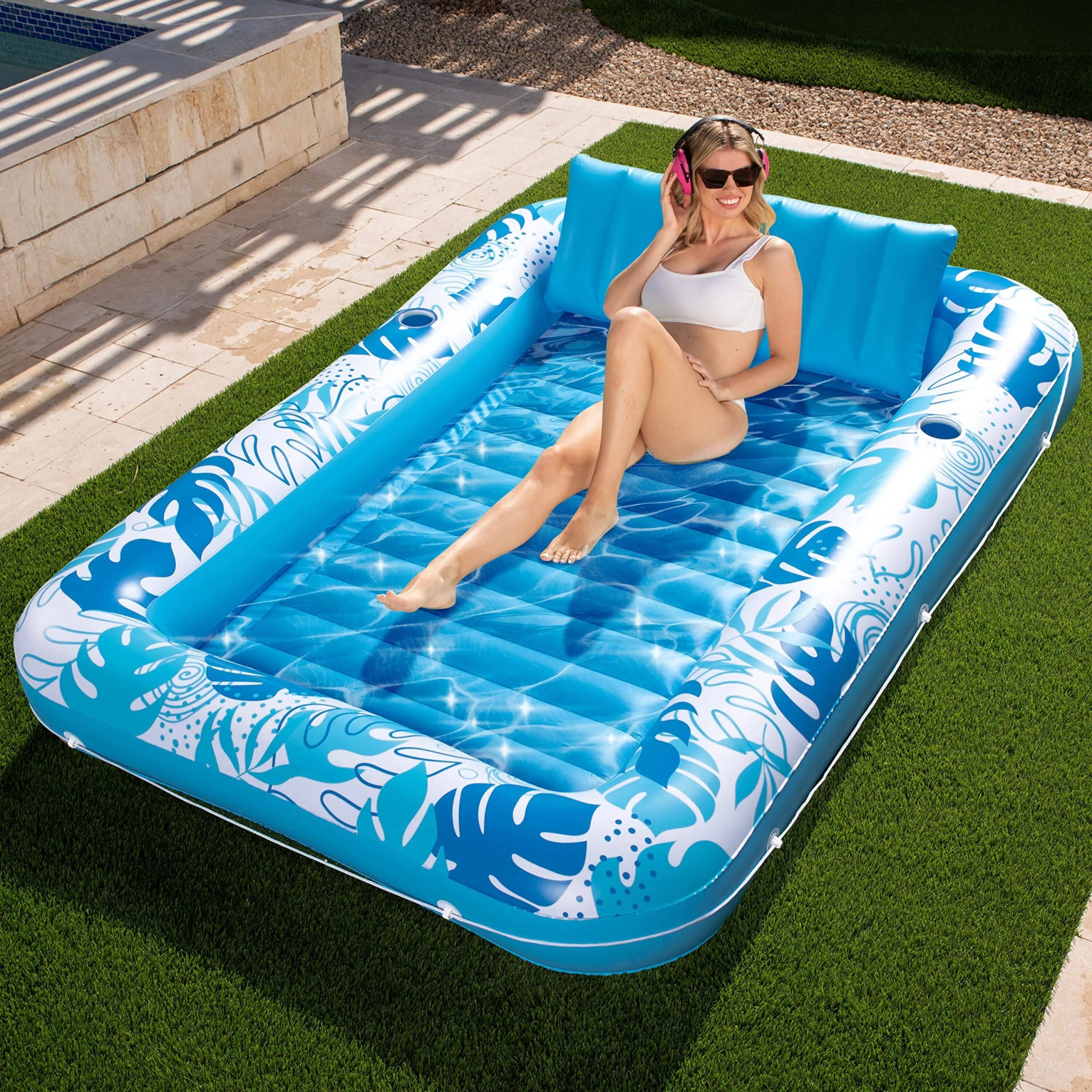 743722b5eedd4f9f32dd4c01ecb02f8759ae057cef1df1f5f7430cff941f0f80.jpg Inflatable Tanning Pool Lounger Float for Adults -XL - Image 1