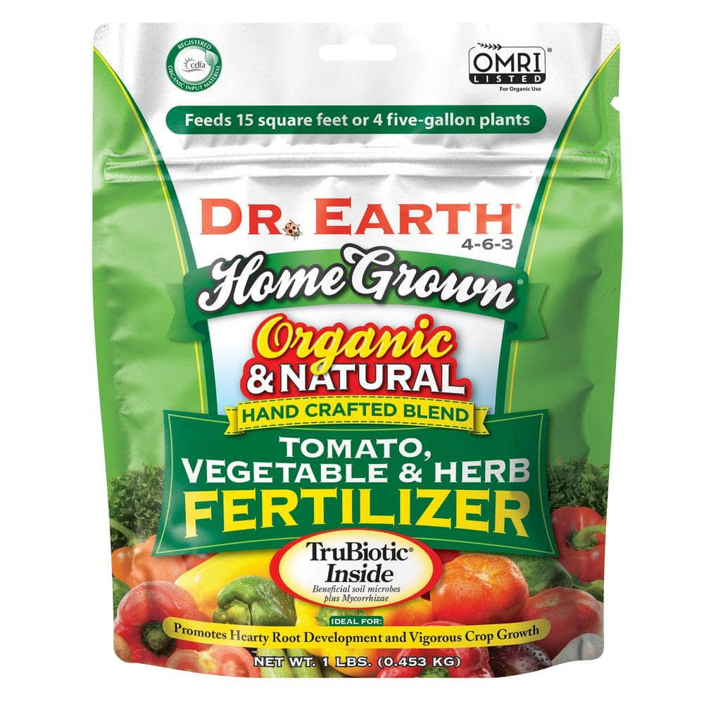 747775993537ccc34a40019e16905f5dc4f345bd90f37e8c86404192637a59ba.jpg Dr. Earth 1 lb. Home Grown Tomato Vegetable & Herb Fertilizer - Image 1