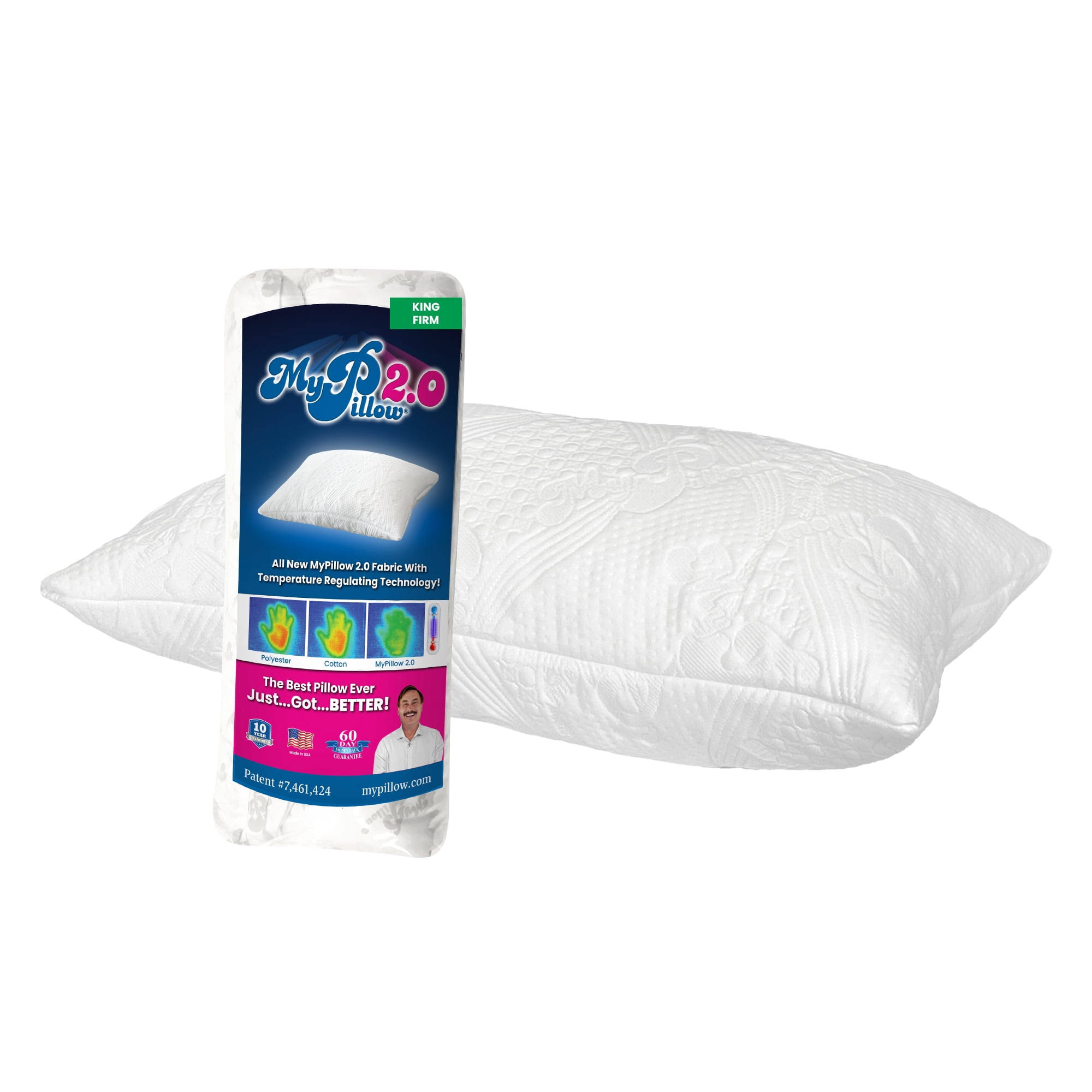 74830df61bc880fb2143acf9c9afc38ed6a8f58d4ec95225e01889a97a48899f.jpg MyPillow 2.0 Cooling Bed Pillow King, Firm - Image 1