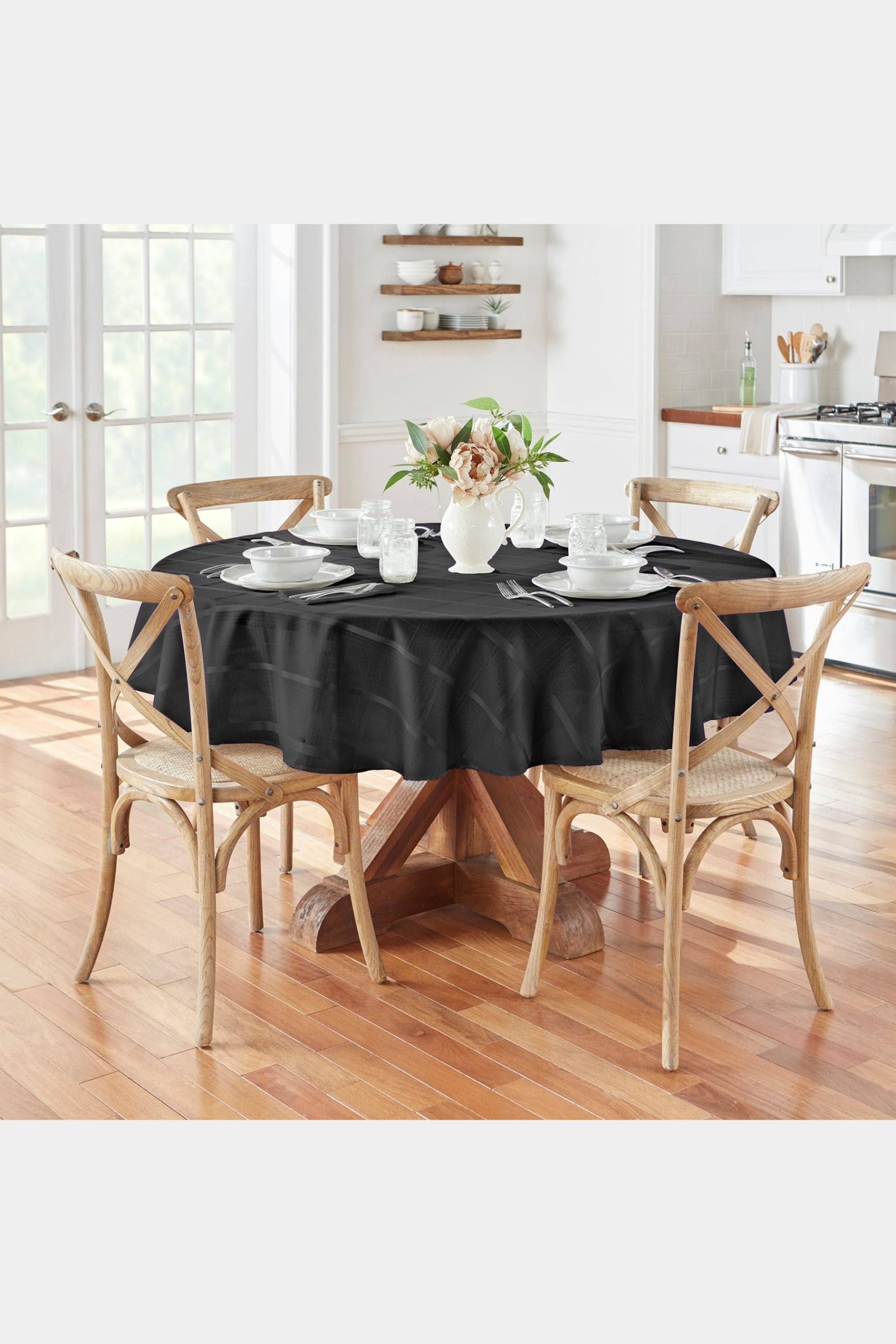 748450c9330bd1c308fc30241bb168be6a8a1c9d351b45ef1b3b12914025561c.jpg Elrene Elegance Plaid Tablecloth Beige - Image 1