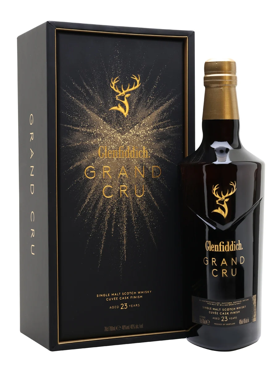 74853c0c54ea715917676968653fabfe4ef11bcfa38ffa99406a696b8a4ff039.webp Glenfiddich 23 Year Old Grand Cru Single Malt Scotch Whisky Cuvée Cask Finish, 750 ml - Image 1