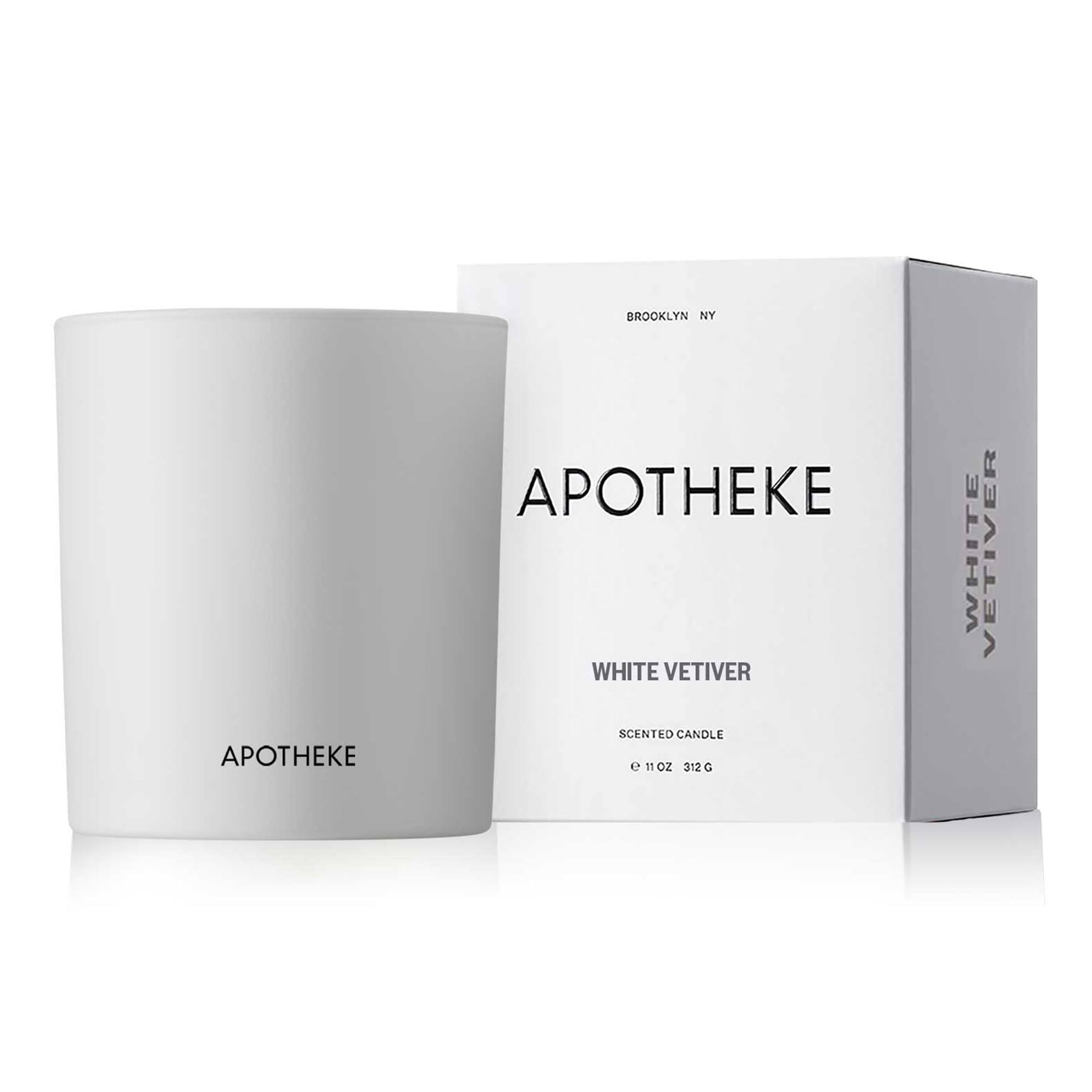 74d13516066932a228cadb7e231b88e63b118c4fed58eb2389d26a72add620ff.jpg Apotheke White Vetiver Candle - Image 1