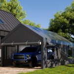 Walsunny Carport 12x18.5 ft Heavy Duty Car Canopy with Roll-Up Windows Portable Garage with Removable Sidewalls & Doors(12�G20 ft/Gray)