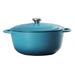 at Home 5-Quart Enameled Cast Iron Dutch Oven, Teal