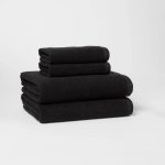 Room Essentials Antimicrobial 100% Cotton Bath Towel Set 4 Piece Black