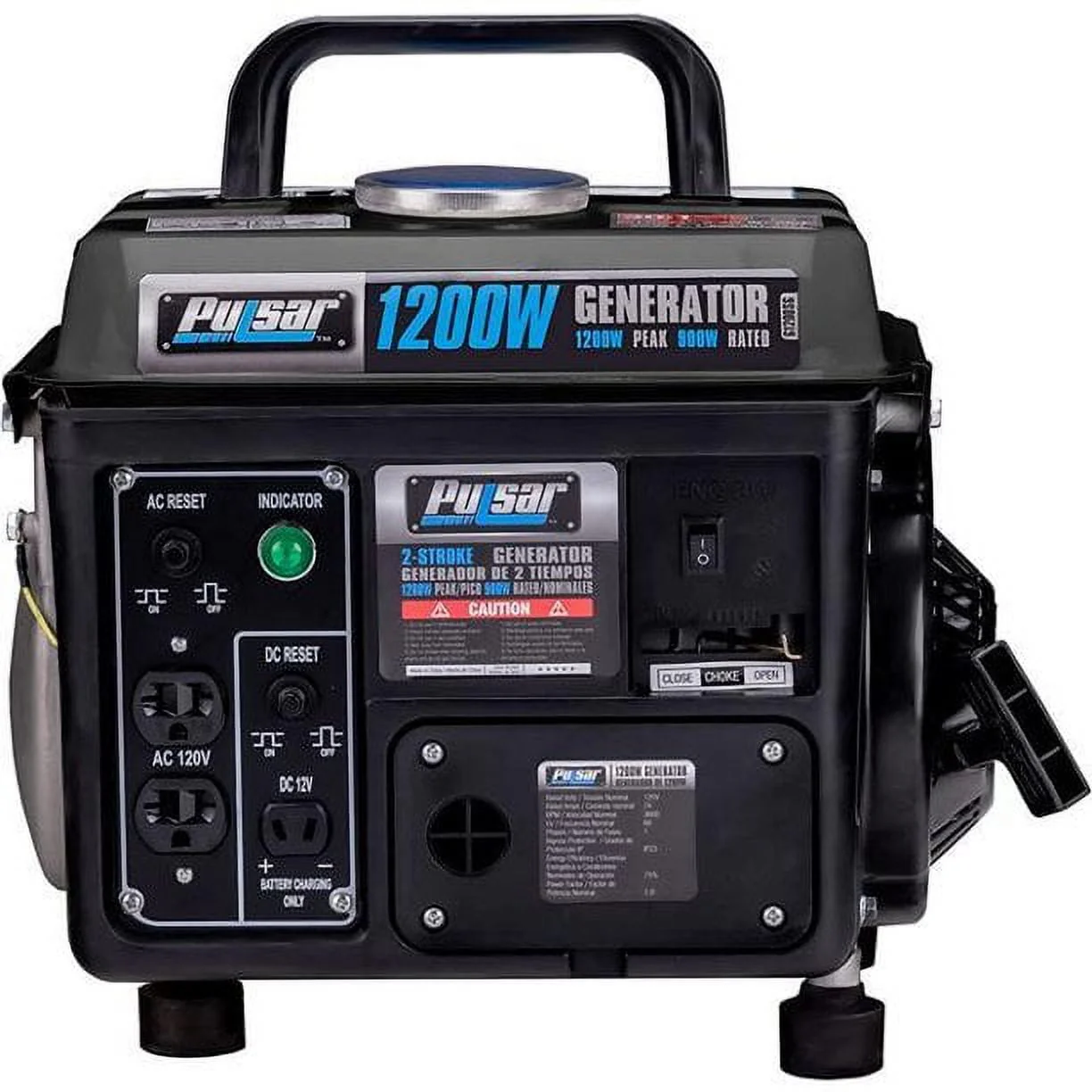 7526b270ee618baf2651c668040b545f45a401668c0a34303c7459d5fcb3d184.webp Pulsar G1200SG Portable Gas - Powered Generator with Carrying Handle, 1200W, Black/Gray - Image 1