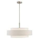 Paquette 5 - Light Shaded Drum Chandelier Andover Mills Finish: Brushed Nickel, Shade Color: Off-White