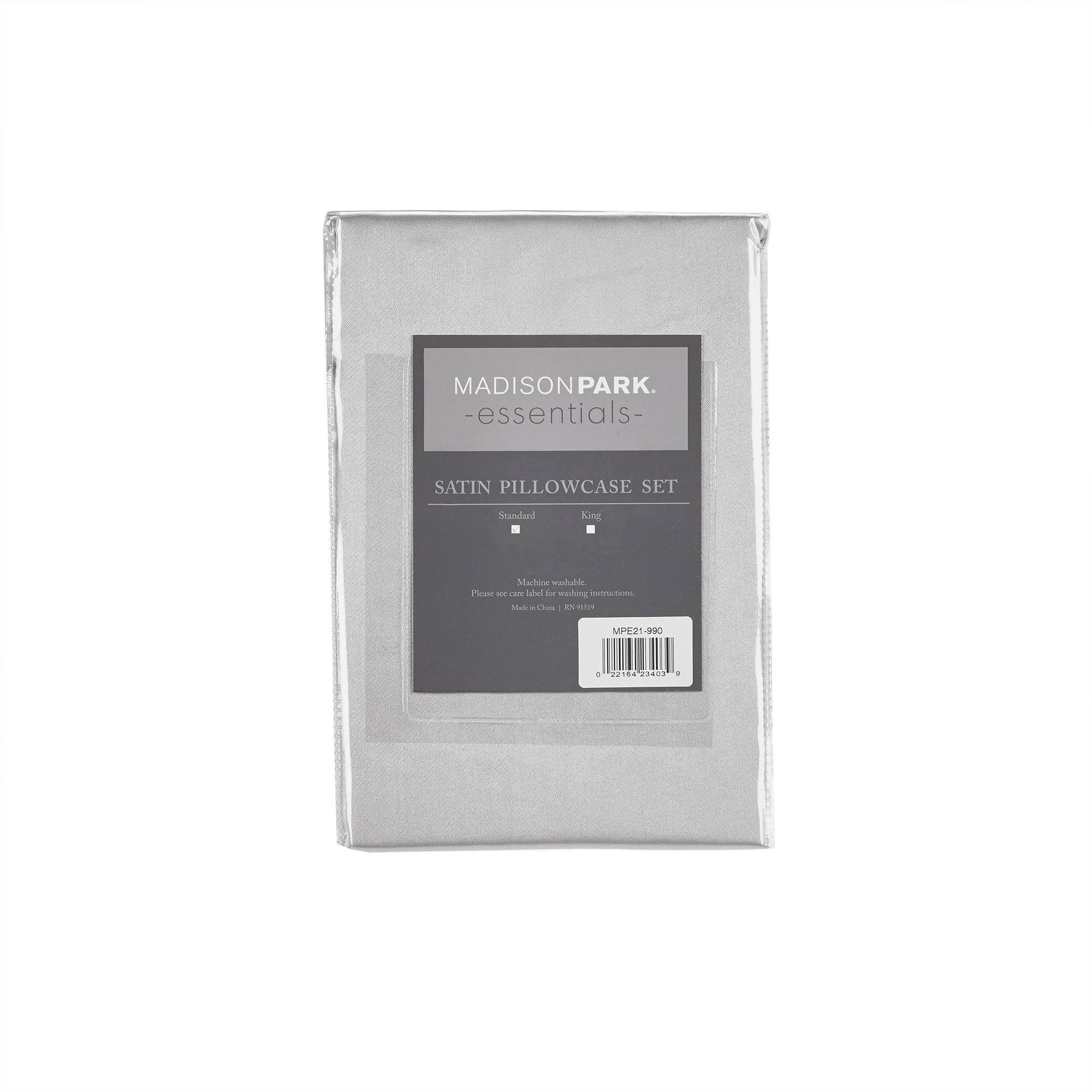 7535cc45b719a62eff4dd0aaa8448243a2f52def3ca3d1ecac776fed952cd3bf.jpg Madison Park Essentials Satin Pillowcase Pair - Standard Light Grey - Image 1
