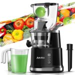 Aeitto Cold Press Slow Juicer, Portable Big Wide 81mm Chute LED Display Masticating Juicer for Nutrient Fruits and Vegetables, Vertical