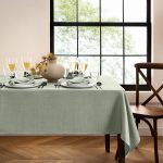 Elrene Home Fashions Laurel Solid Texture Water and Stain Resistant Tablecloth, 52"x52" Square, Taupe