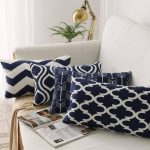 FanHomcy Navy Blue Lumbar Throw Pillow Covers, 4 Pack, Decorative Bed Sofa Couch Cushion Pillowcases,12 x 20 Inches,Geometric Quatrefoil Arrow Ogee