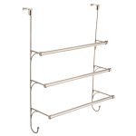 Franklin Brass 193153-fn Over The Door Triple Towel Rack with Hooks Flat Nickel