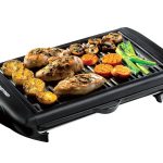 Electric Smokeless Indoor Grill with Non-Stick Cooking Surface and Adjustable Temperature Knob from Warm to Sear for Customized Grilling. Dishwasher Safe Removable Drip Tray. Black