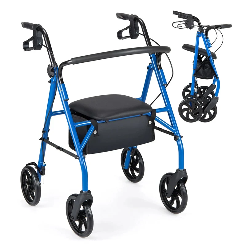 75b05c1e9f31b3b74a3443d94e05638836a8f6852d7749d569cf0c6cc33430cb.webp Foldable Rollator Walker with Seat & Height Adjustable Handles for Seniors, Lightweight Portable Rolling Walker w/ 8" Wheels & Storage Basket - Image 1