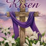 Dyrenson He Is Risen Easter Wooden Cross Lily Flower Decorative Garden Flag, Faith Hope Religious House Yard Outside Decorations, Spring Purple