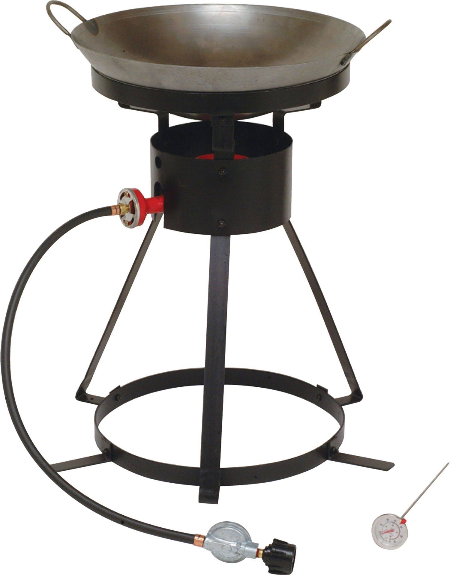 75d7d7d1c7cc60e4b1ecc2e3a50029773d6d91ea4e4de0c376701656606ef69a.jpg King Kooker #24wc 24 inch Portable Propane Outdoor Cooker with 18 inch Steel Wok, Size: Black - Image 1