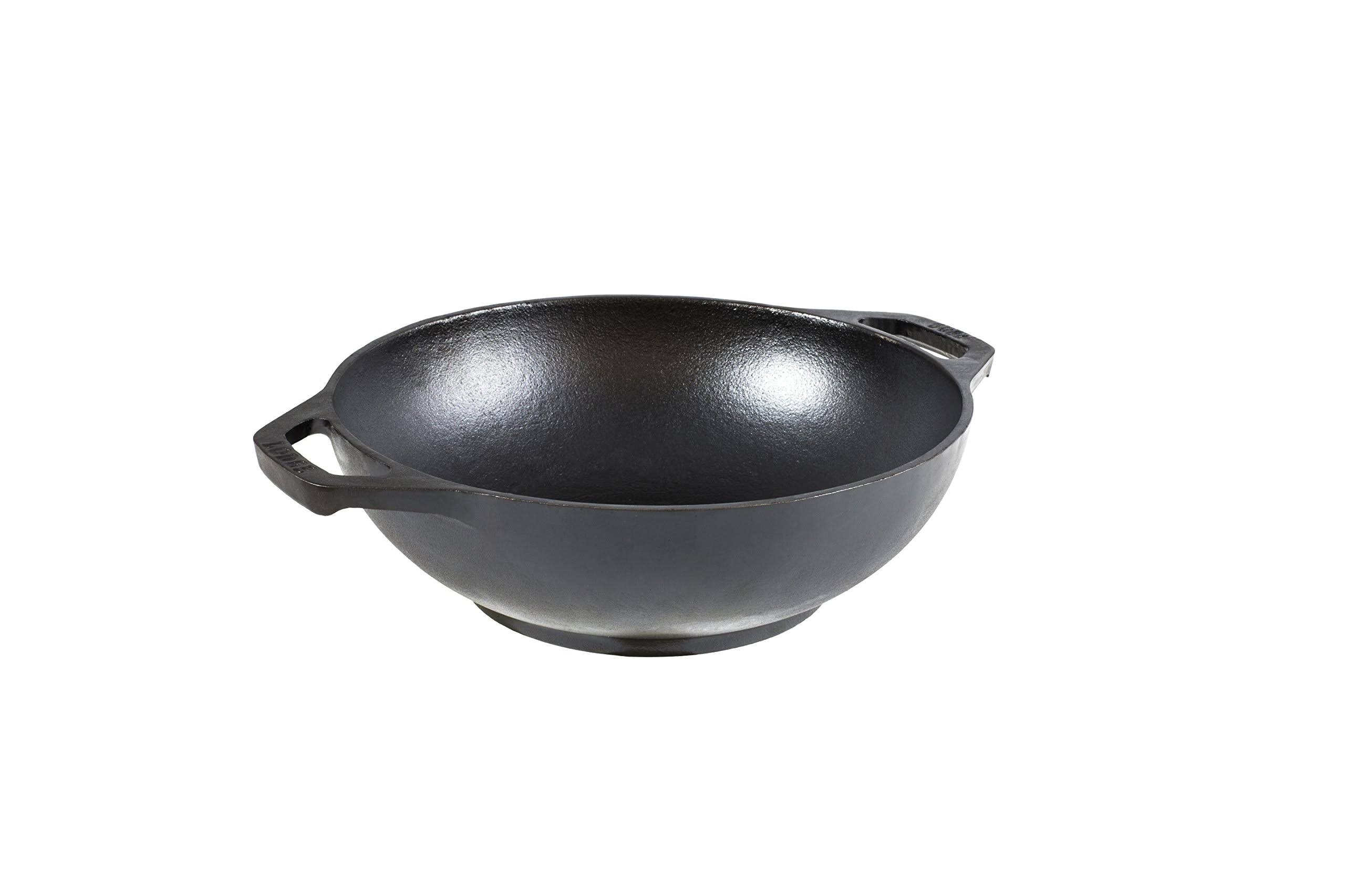 75f764cb9d62684e45c718bb3f459a0e295fbd1b81ec828595a3a67c2e555da5.jpg Lodge Logic Pre-Seasoned Mini Wok, Black, 9" - Image 1
