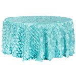 Light Turquoise Petal Circle Taffeta Round Tablecloth Size: 120 in | Wedding | Event | Wholesale by CV Linens