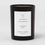 8oz Glass Jar Zodiac Taurus Candle Black - Project 62