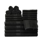 Mainstays Basic Solid 18-Piece Bath Towel Set Collection, Black
