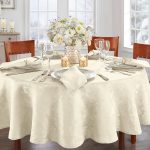 Elrene Caiden Elegance Damask Tablecloth - 70" Round - Ivory