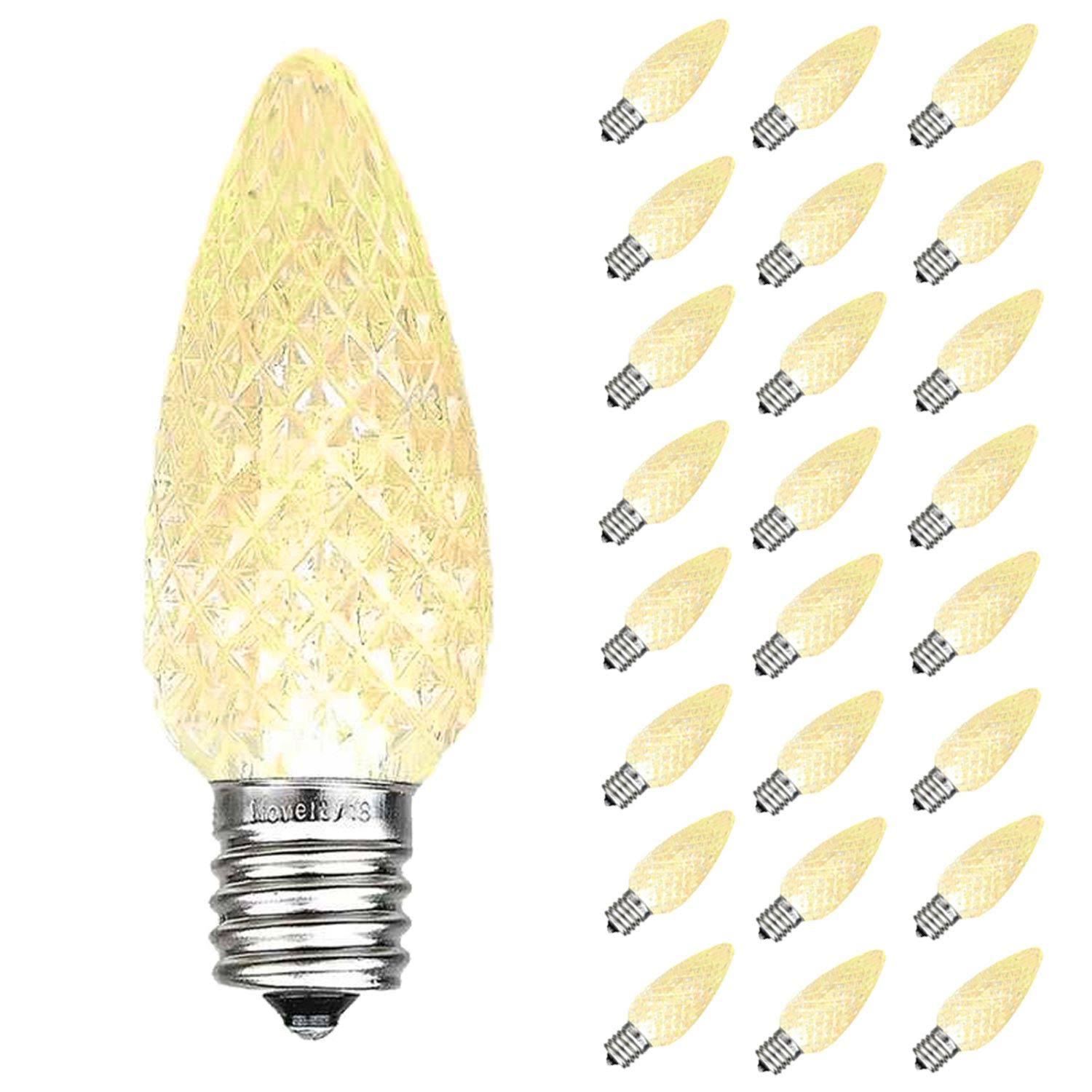 76974a190cd4b5cd43a198c3e76b10bd1fa647667e29c5bed2410ce359496f64.jpg Novelty Lights 25 Pack C9 LED Outdoor Christmas Replacement Bulbs, E17/c9 Base, .5 Watt - Image 1