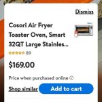 Cosori Smart Air Fryer Toaster Oven, Large 32-quart, Stainless Steel, Silver, cto-r301s-susw