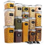 Airtight Food Storage Containers Set, Vtopmart 15pcs Plastic Kitchen and Pantry Organization Canisters, Black