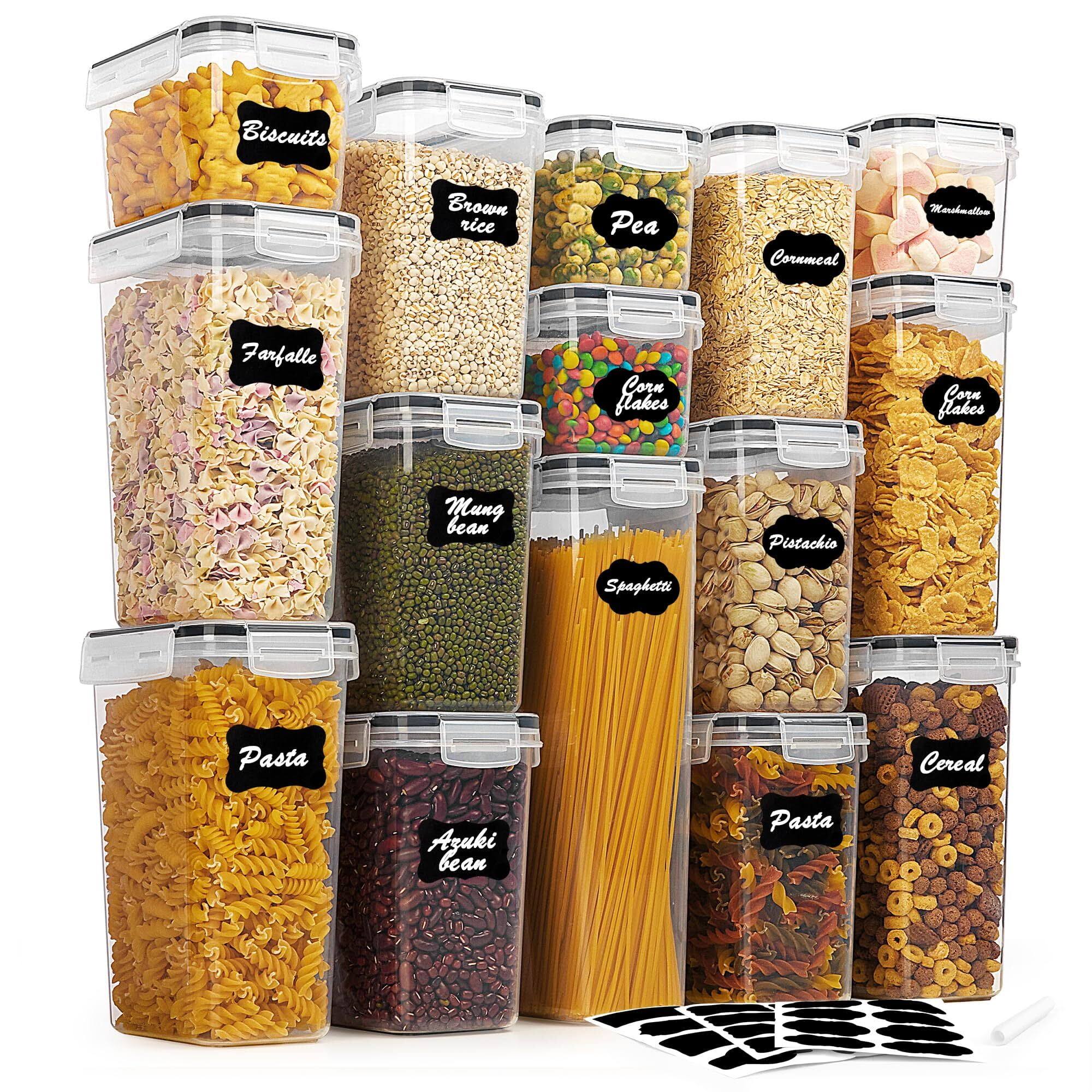 769da56ba647da5422c631d2033bdd1c82a0e64fc837304742f1e8ecabf2185e.jpg Airtight Food Storage Containers Set, Vtopmart 15pcs Plastic Kitchen and Pantry Organization Canisters, Black - Image 1