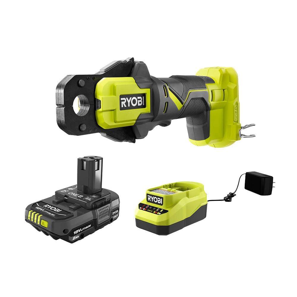 76a47a7f00232d3456495c096899fe6e70b745b533d91496e15476aa83dbd46d.jpg Ryobi PEX Crimp Ring Press Tool Kit - 18V, Cordless, Battery - Image 1