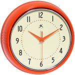 Infinity Instruments Retro 9.5-Inch Wall Clock - Orange