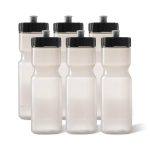 50 Strong Sports Squeeze Water Bottle Team Pack - Includes 6 Bottles - 22 oz. BPA Free, Clear