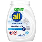 All Mighty Pacs Free & Clear Laundry Detergent (120 ct)