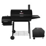 30 In. Smoker Black Barrel Charcoal Grill with Offset Smoker with Cover for Outdoor, Backyard Cooking