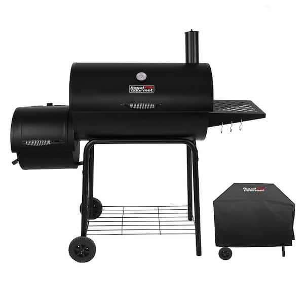 76dd45a6ae1faf2d3cb97efd3179c44dd3833434e4a4b4dc779e51b0643ae83d.jpg 30 In. Smoker Black Barrel Charcoal Grill with Offset Smoker with Cover for Outdoor, Backyard Cooking - Image 1
