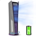 SISMEL 10000mAh Tower Fan for Bedroom,Quiet Floor Fan,180�� Oscillating Bladeless Fan,Portable Fan with 3 Speeds, Timer, Night Light, LED Display
