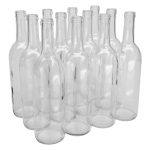 North Mountain Supply 750ml Glass Bordeaux Wine Bottle Flat-bottomed Cork Finish - Case of 12 - Clear/Flint
