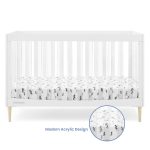 Delta Children Austin Acrylic 4 - in - 1 Convertible Baby Crib - Greenguard Gold Certified. Bianca White/Natural