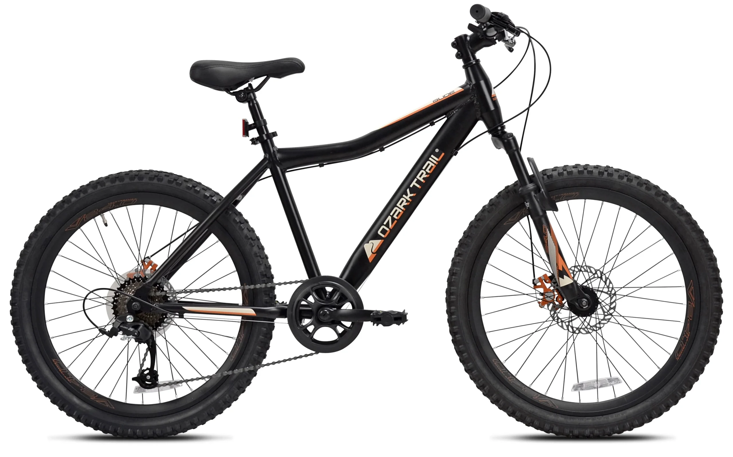 777b040f78627788596d25cd8e1333cceaaf811513475b1451423098207bb544.webp Ozark Trail 24" Glide Mountain Bike, 8 Speed, Black, Teen, Unisex - Image 1