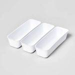 3pk Long Storage Trays White - Brightroom