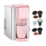 Mecity Pink Coffee Maker 3-in-1 Single Serve Coffee Machine, for Flat Bottom Coffee Capsule, Ground Coffee, 6 to 10 Ounce Cup, Removable 50 oz Water