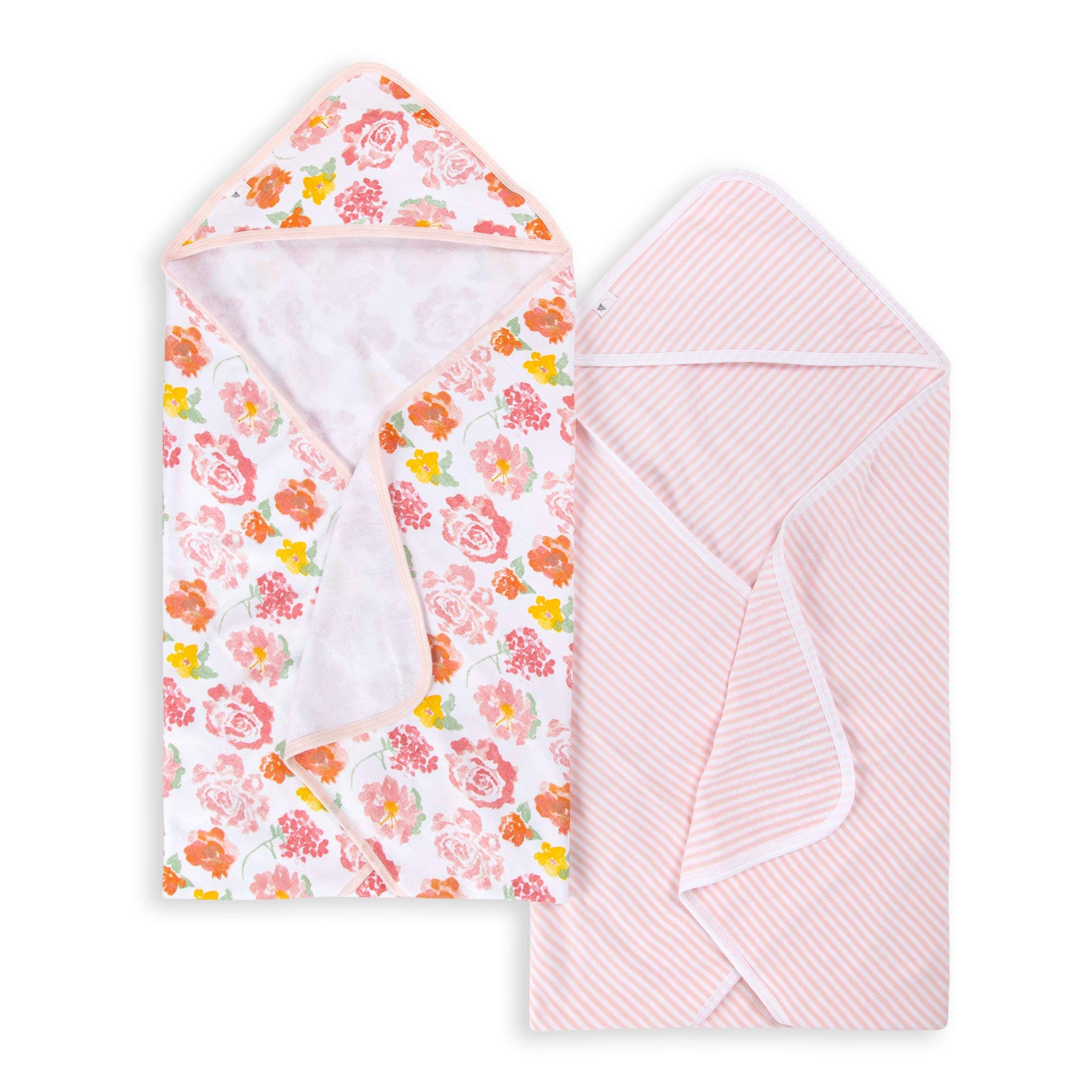 77c912fe96ab04121b4781b941fdc2664cb8644e7ce83a8227cc018e256c7c37.jpg Burt's Bees Baby - Hooded Towels, Rosy Spring, 2 Pack - Image 1