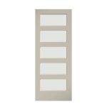 EightDoors 96 inch x 36 inch 5-Lite Frosted Glass White Prefinished Solid Wood Core Barn Door