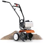 SuperHandy Mini Tiller Cultivator Super Duty 3HP 50cc 2 Stroke Gas Motor 4 Premium Steel Adjustable Forward Rotating Tines for Garden & Lawn Diggi