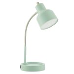 Mainstays LED Desk Lamp with Catch-All Base & AC Outlet, Matte Gray - Green