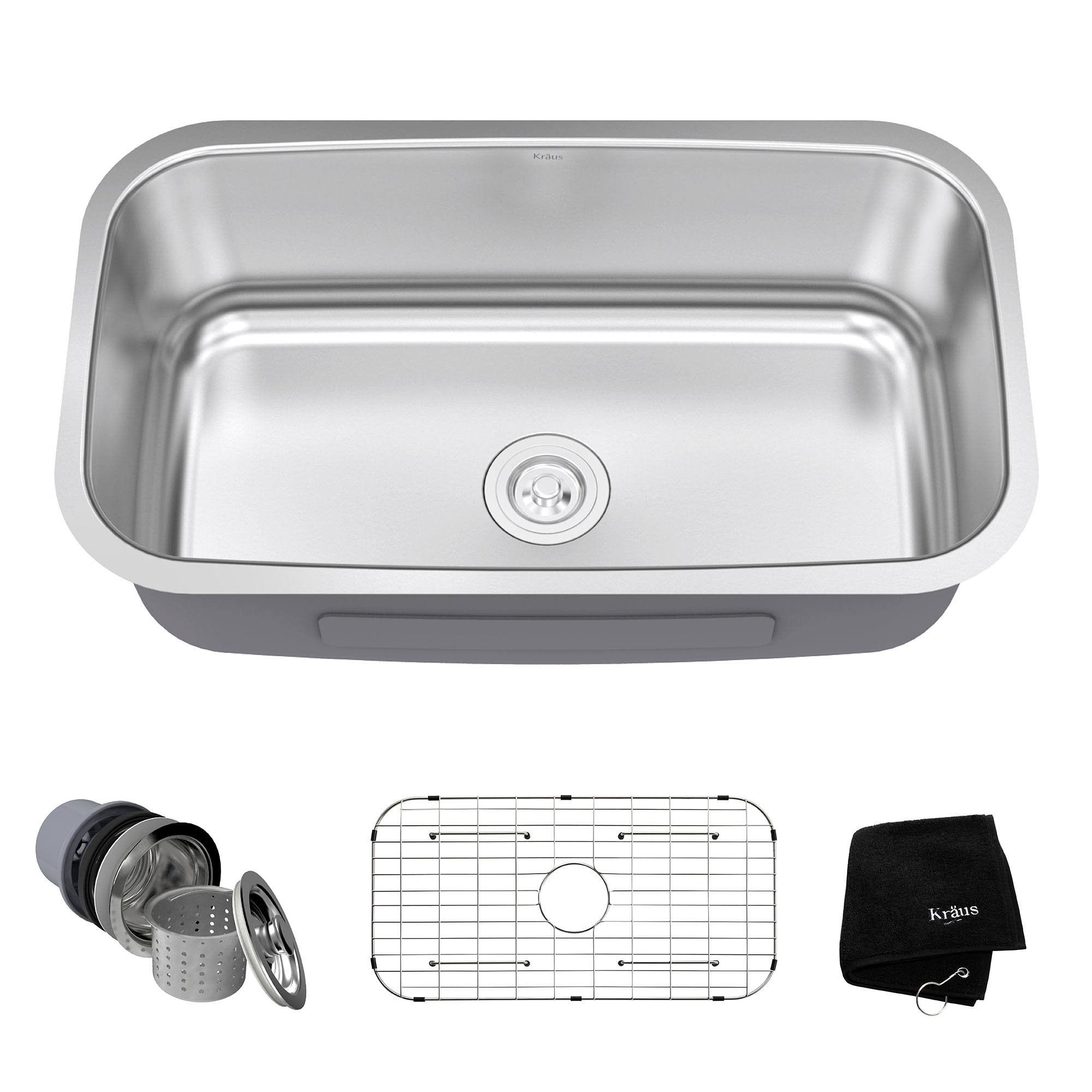 78366af8c549b89eb27861457cd60af3a37f954170eacd25f49159288894db66.jpg Kraus Stainless Steel Single Bowl Undermount Kitchen Sink - Image 1