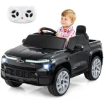 12V Licensed Chevrolet Ride On Truck Car Kids Electric Vehicle with Remote Control, Rear Storage, Lights, Music & Spring Suspension for Ages 3+
